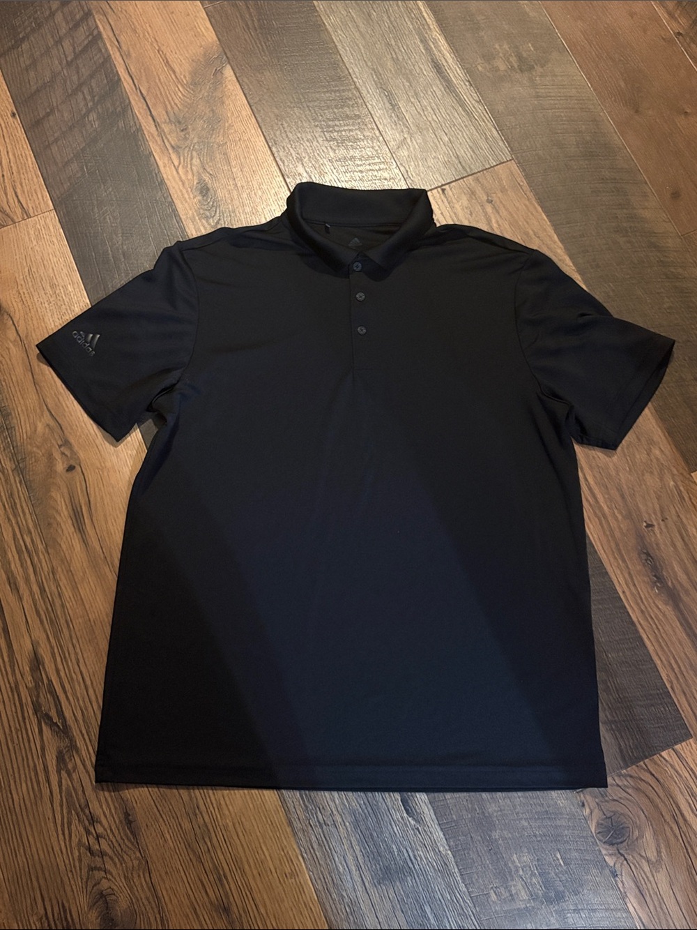 adidas Men’s Black Polo Shirt with Three-Button Placket